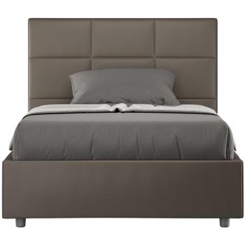 Cama tapizada sin somier 120x190 en simil piel capuchino Mika