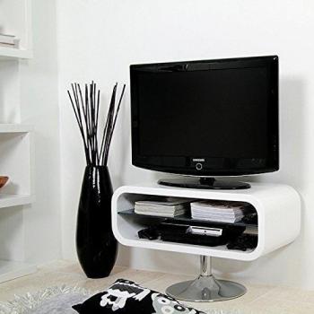 Lounge de zona Equipster de TV Mesa de TV Cube TV de rack de TV Armario TV de muebles de TV Banco TV tarjeta de TV Soporte Media Muebles Home Entertainment televisor TV Media Salón Saturn brillante brillante blanco retro trompeta Soporte Cromado 13729