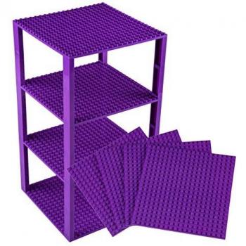 Strictly Briks Pack de 4 Bases con Ladrillos separadores 2 x 2 - Construcción en Forma de Torre - Compatible con Todas Las Marcas - 15,24 x 15,24 cm - Morado