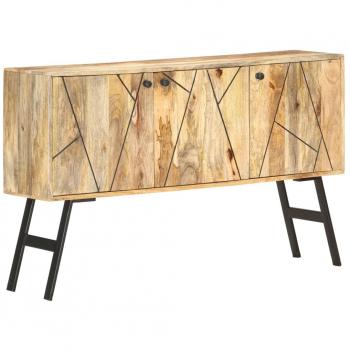 Aparador de madera maciza de mango 118x30x75 cm, Mueble de Almacenaje de Salón, Armarios con Puertas, Cajón de Madera, Buffet para salón Moderno, Armario Auxiliar,