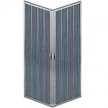 Mampara de ducha Idralite Acquario 90x90 cm de PVC con apertura central, altura 185 cm y puertas plegables