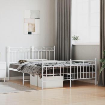 Cama de metal blanco con cabecero y pediera 140x200 cm sin colchón vidaXL