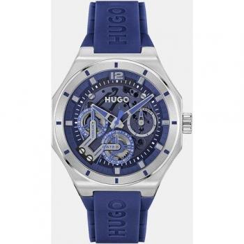 Reloj de Hombre Hugo Grail Skeleton 1530375 Multifunción con Esfera Visible y Correa de Silicona Azul