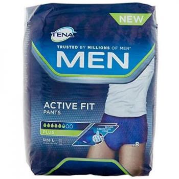 TENA mens Tena Men Active Fit Panties for incontinence, Blue, Large Pack of 8 UK