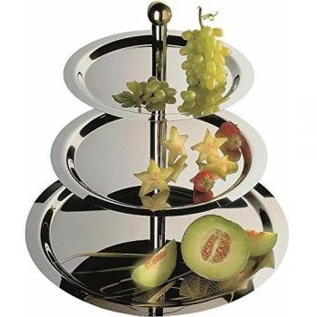 Frutero Expositor Finesse 3 Pisos, 48x50 cm, Acero Inoxidable Plateado