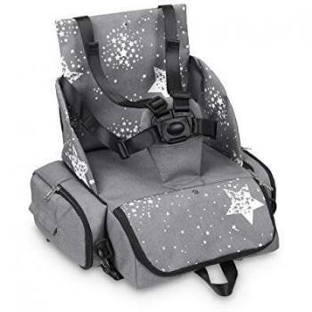 Innovaciones MS 1332 - Booster Bag Stars - Trona De Viaje Portátil, Asiento De Bebés Blando Y Acolchado, Portátil. Convertible En Mochila 2 En 1, Unisex, gris
