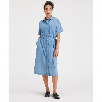 Vestido Midi de Mujer Dockers con Botones Frontales y Manga Corta AN037 Petra M