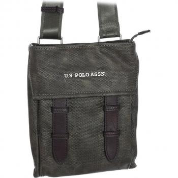 Bandolera U.S. POLO ASSN. BEUN66017MVP para hombre, color negro, material de poliéster, cierre con cremallera, correa ajustable y diseño moderno