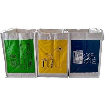 Sin marca Pack de 3 Bolsas Reciclaje Basura/Cubos de Reciclaje, Separables, con Asas, Gran Capacidad, para Papel, Vidrio y Plástico, Ideal para Hogar/Oficina/Interior/Exterior