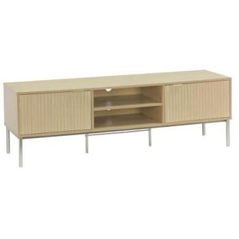Soporte de TV de Madera Estriada y Metal, 2 Puertas, 160cm, Richmond, Natural