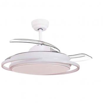 Ventilador de techo inteligente Bauala color blanco o negro con luz CCT regulable y mando, 3 aspas retráctiles, modelo GSC Evolution, adecuado para estancias de 13-20 m2, temporizador de
