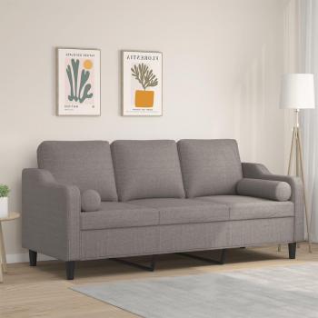 Sofá de 3 plazas con cojines Torora de 180 cm en tela gris taupe Vidaxl