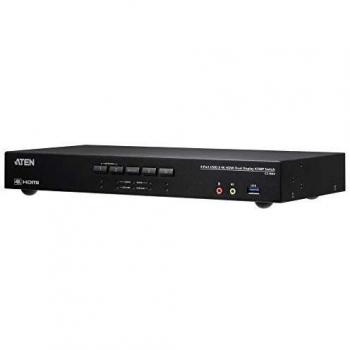 Conmutador KVM ATEN CS1844 de 4 Puertos USB 3.0 HDMI 4K Dual Display con Audio