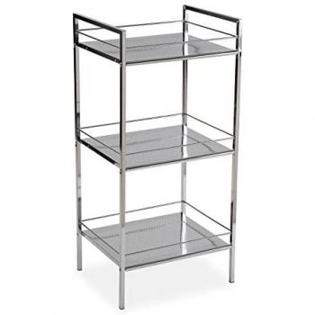 Mueble para el Baño Auxiliar Versa Hannover, Estante de almacenaje con 3 baldas, Medidas (Al x L x An) 84 x 31 x 19 cm, Acero, Color Plateado