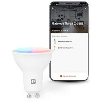 Bombilla Inteligente Zigbee Garza GU10 - Regulable RGB, 4.5W (equivale a 40W de incandescencia), requiere Puente/Bridge, RGB + CCT, intensidad regulable, program