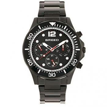 Breed Pegasus Men's Bracelet Watch with Day/Date - Black Stainless Steel
