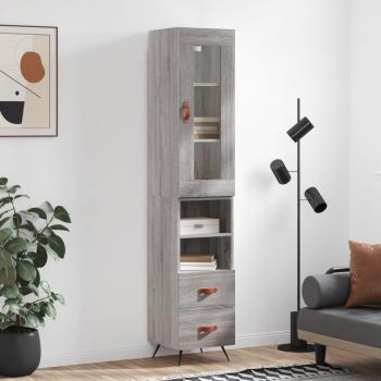 Aparador alto de madera multicapa gris Sonoma 34,5x34x180 cm