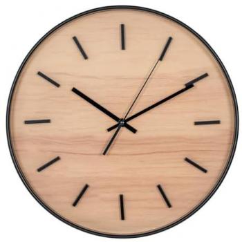 Reloj de Pared Camden EPIKASA, Vidrio y Plástico, Negro y Marrón, 4.5x35x35 cm