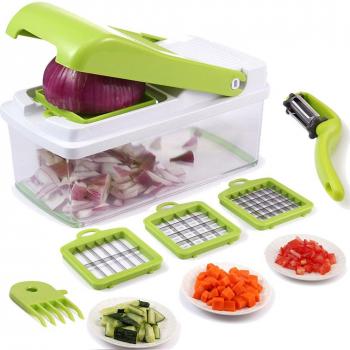 Picadora de verduras, mandolina cortador de frutas y verduras, sin esfuerzo no-mess de verduras y ensalada cortador + pelador cortador