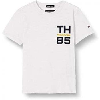 Tommy Hilfiger Th85 Logo tee S/s Camiseta, Blanco