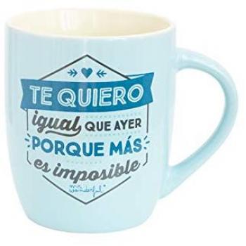 Mr. Wonderful 8435460738484 Taza Pastel Te Quiero Igual Que Ayer Porque Más Es Imposible, Azul