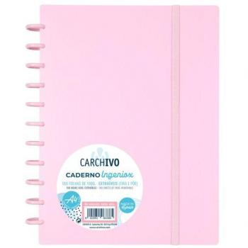 Cuaderno Ingeniox A4 100 Hojas Pauta Horizontal de 7mm Color Rosa Pastel