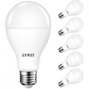 LVWIT Bombillas LED A67, Casquillo E27, 15W equivalente a 120W, 6500K Luz Blanca Fría,1900 lm, Bajo consumo, No regulable - Pack de 6 Unidades.