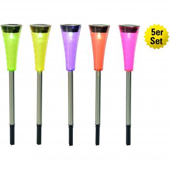 Set de 5 lámparas LED solares multicolores a piquete Colorato