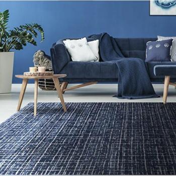 Alfombra Azul Denver 190x133 cm - Diseño Moderno para Sala de Estar y Dormitorio