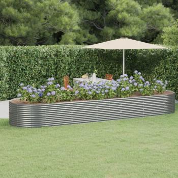 vidaXL Garden Raised Bed Powder-Coated Steel 510x140x68 cm Grey