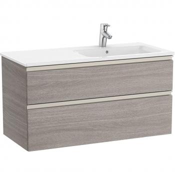 Mueble de baño Roca The Gap con 2 cajones y lavabo a la derecha, color Roble City texturizado, medidas 1005 x 460 x 537 mm