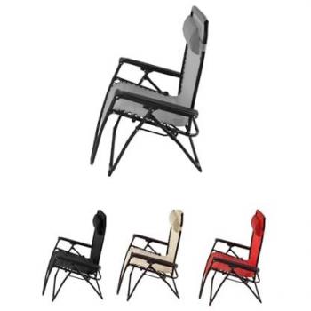 Tumbona Plegable de Acero Reclinable con Almohada Extraíble, Reposabrazos y Reposapiés - Silla de Jardín Ergonómica (Gris)