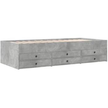 Sofá cama con cajones sin colchón de madera de ingeniería gris hormigón 90x190 cm