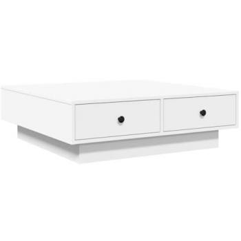 Mesa de centro madera contrachapada blanca 90x90x28 cm