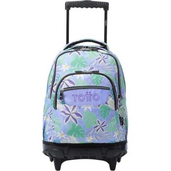Mochila Totto Renglones Escolar con Ruedas Color Morado