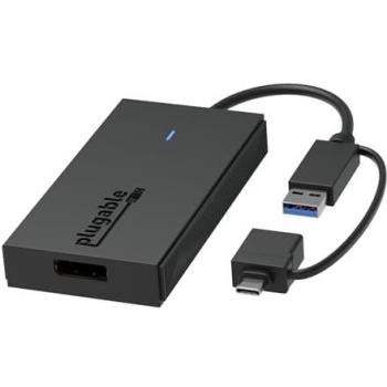 Plugable USB-C & USB-A to DisplayPort Graphics Adapter (Data + Video, 1.50 cm, Supports 1920x1080@60Hz)