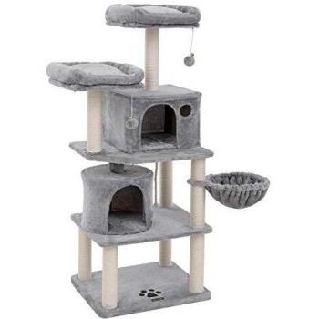 Árbol para Gatos de 152 cm con 2 Casitas y Color Gris Claro