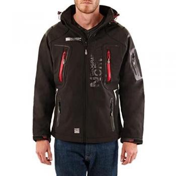 Geographical Norway TECHNO MEN - Chaqueta Softshell Impermeable Hombres - Capucha Hombre Transpirable Exteriores - Chaqueta Invierno Viento - Actividades Ideales Para Exteriores