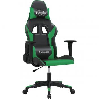Silla gaming de masaje cuero sintético negro y verde