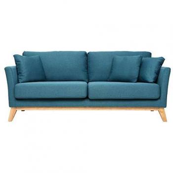 Sofá nórdico 3 plazas azul petróleo desenfundable patas madera Oslo