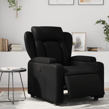 Silla reclinable eléctrica de cuero sintético negro Vidaxl con función de reclinado y tapizado en cuero, diseño moderno y elegante