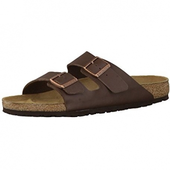 Birkenstock Unisex Arizona Two Strap Brown Leather Sandals - 10.5 UK
