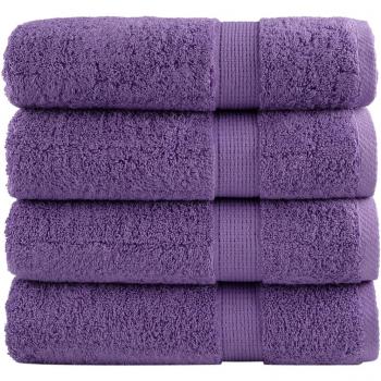 Toallas de ducha 4 uds 100% algodón 70x140 cm 600 gsm Color Marrón, Morado y Naranja