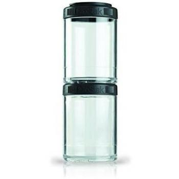 BlenderBottle GoStak 2Pak, Contenedor de suplementos alimenticios, negro, Pak de