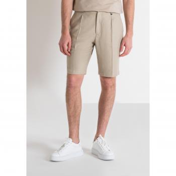 Beige Linen Blend Carrot Fit Casual Shorts for Men - 2XL