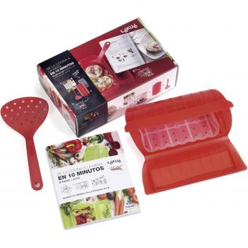 Lékué - Kit Estuche de vapor con cuchara perforada y libro de recetas en 10' en Español