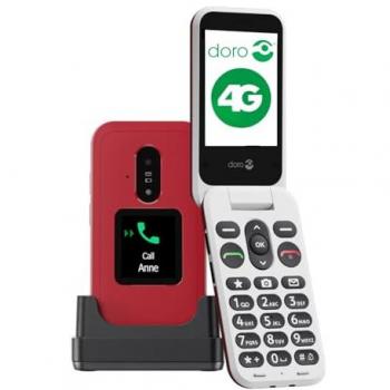 Teléfono Móvil Doro Leva E30 4G - Pantalla de 2.8, Teclas de Alto Contraste, Sonido Claro y Fuerte, Cámara, Botón de Seguridad Doro, Incluye Base de C