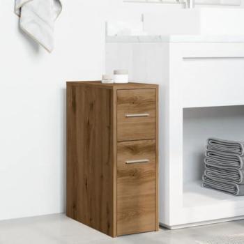 Armario de baño estrecho con ruedas madera roble artisian