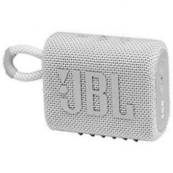 JBL GO 3 Altavoz inalámbrico portátil con Bluetooth, resistente al agua y al polvo IP67, hasta 5h de reproducción con sonido de alta fidelidad, blanco