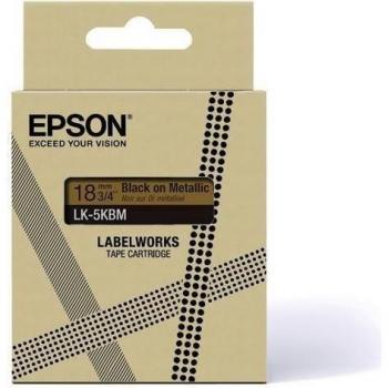 Cinta de etiquetas Epson LK-5KBM Negro Oro 18mm Metalizado